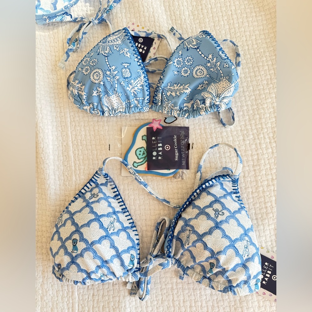 Roller Rabbit x Target Womens Reversible Bikini Top Blue + Free Cookie MEDIUM